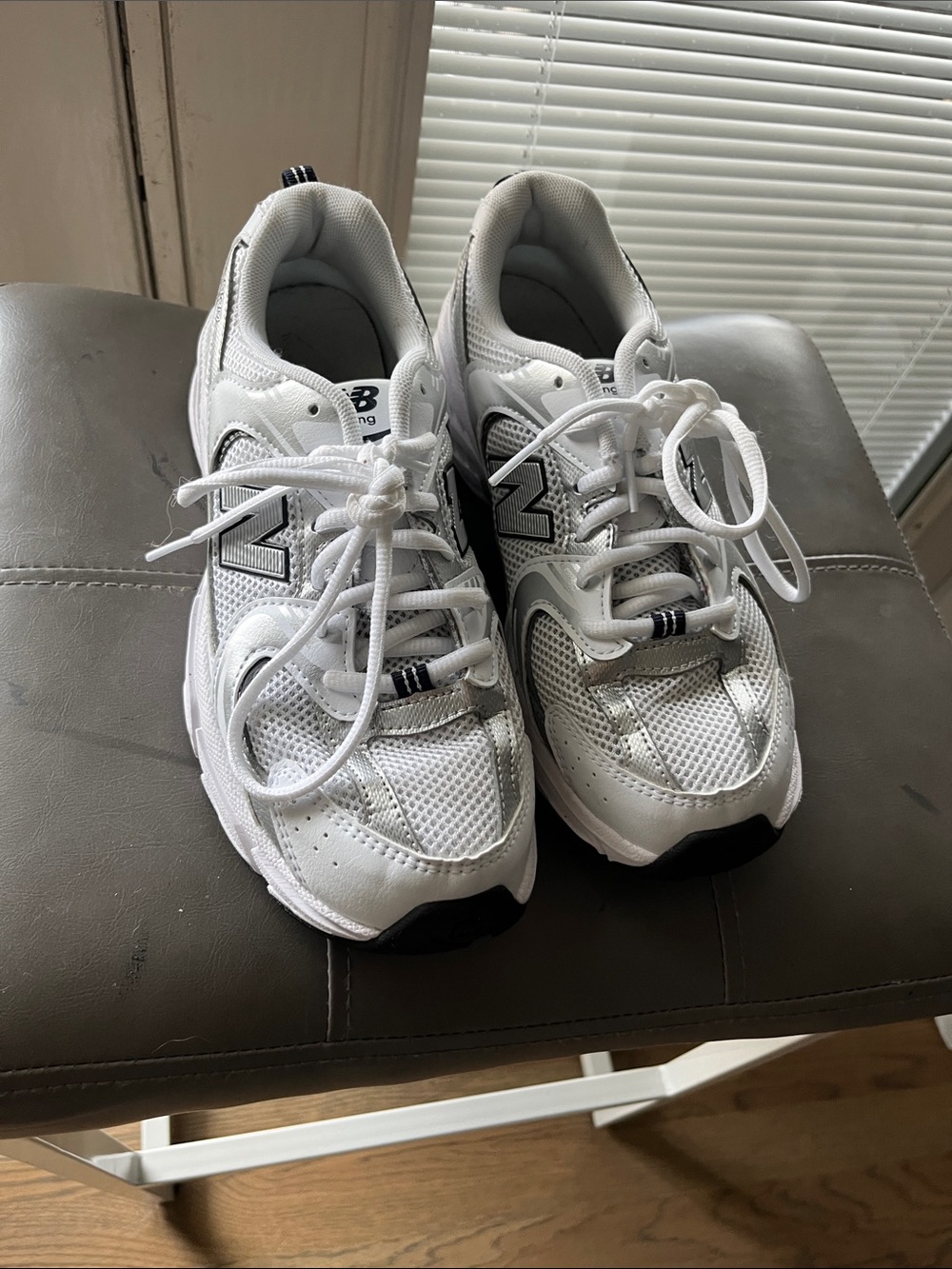 New Balance White Sneakers with Black Accents